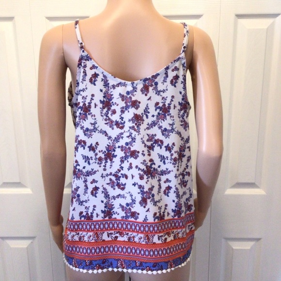 No Boundaries Juniors Sleeveless Floral Ruffled Tie Front Cami Tank Top Size XL - Picture 6 of 9